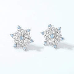 Simple Fashion Blue Pointed Crystal Snowflake Ear Stud