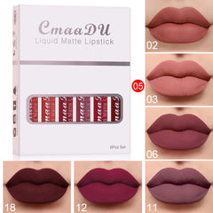 6 Boxes Of Matte Non-stick Cup Waterproof Lipstick Long Lasting Lip Gloss