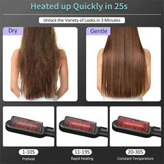 New 2 In 1 Hair Straightener Hot Comb Negative Ion Curling Tong Dual-purpose Electric Hair Brush