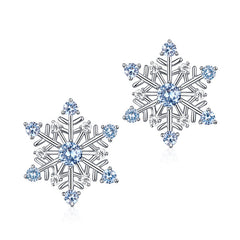 Simple Fashion Blue Pointed Crystal Snowflake Ear Stud